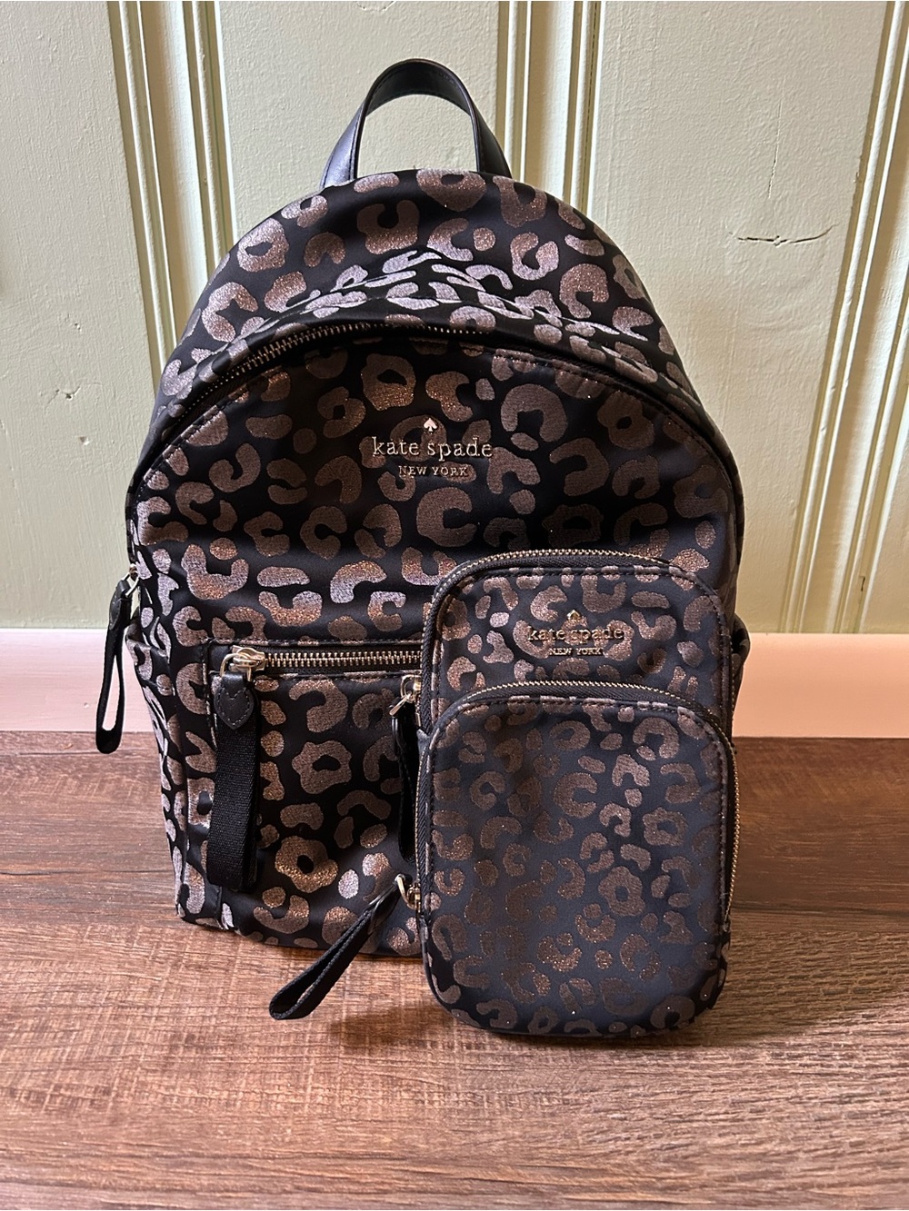 kate spade Chelsea Leopard Print Mini Backpack with Crossbody Phone Bag